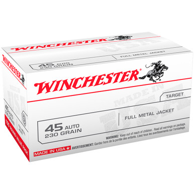 WINCHESTER USA 45 ACP 230Gr FMJ 100rd Box Bullets USA45AVP