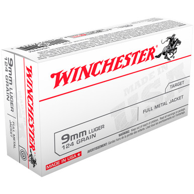 WINCHESTER USA 9mm 124Gr Full Metal Jacket 50rd Box Bullets USA9MM