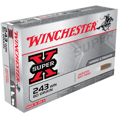 WINCHESTER SuperX 243 Win 80Gr Jacketed Soft Point 20rd Box Rifle Bullets X2431