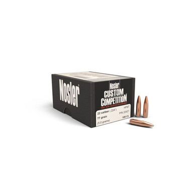 Shop NOSLER Custom Competition .22 Caliber .224" 77Gr HPBT 100rd Box Bullets (22421). Buy best Rifle Bullets from gritrsports.com | Reviews and Shipping options available