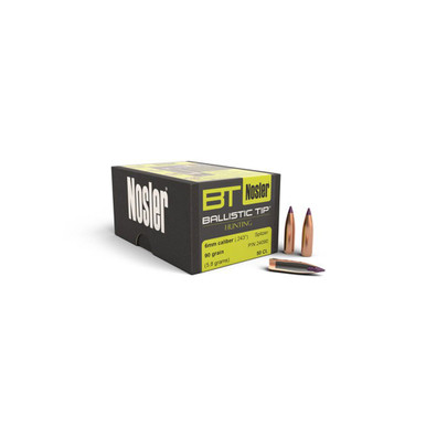 NOSLER Ballistic Tip Hunting 6mm 243 90Gr Spitzer 50rd Box Bullets 24090
