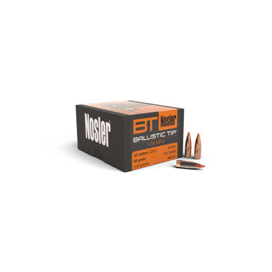 NOSLER Ballistic Tip Varmint 22 Caliber 224 60Gr Spitzer 100rd Box Bullets 34992