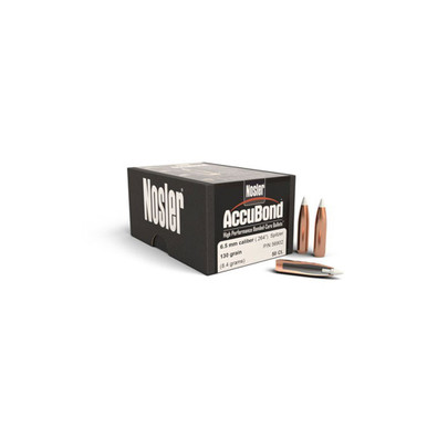 NOSLER AccuBond 65mm 264 130Gr Spitzer 50rd Box Bullets 56902