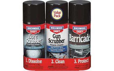 Shop BIRCHWOOD CASEY 1-2-3 Aerosol Bore Scrubber, Gun Scrubber and Barricade Value Pack (33309). Buy best Cleaners from gritrsports.com | Reviews and Shipping options available