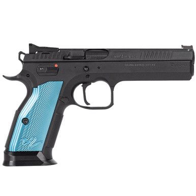 Shop CZ TS 2 9mm 20rd 5.28in Black Polycoat Steel Blue Aluminum Grips Pistol (91220). Buy best Pistols from gritrsports.com | Reviews and Shipping options available