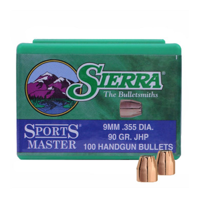 SIERRA Sports Master 9mm 90Gr JHP 100Box Handgun Bullets 8100