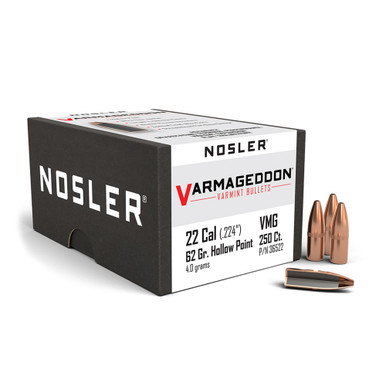 NOSLER Varmageddon 22 Cal 62Gr FBHP 250rd Box Rifle Bullets 36522