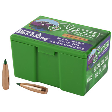 Sierra Bullets Tipped MatchKing 308 Diameter 30 Caliber 175 Grain Ballistic Tip 100 Count 7775