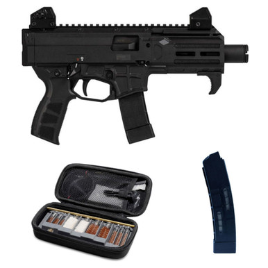 Shop CZ Scorpion 3+ Micro 9mm 20rd 4.2in Black Pistol with CZ Scorpion EVO 3 S1 9mm 30rd Magazine and Gritr Multi-Caliber Cleaning Kit. Buy best Pistols from gritrsports.com | Reviews and Shipping options available