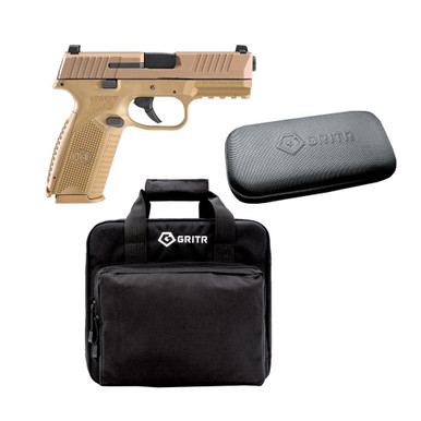 Shop FN AMERICA FN 509 NMS 9mm 4in 2x10rd FDE Pistol with Gritr Multi-Caliber Cleaning Kit and Gritr Soft Pistol Case. Buy best Pistols from gritrsports.com | Reviews and Shipping options available