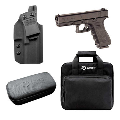 Shop GLOCK 17 Semi-Automatic 9mm Standard Pistol w/GRITR Glock 17 IWB RH Holster, Cleaning Kit, Soft Case. Buy best Pistols from gritrsports.com | Reviews and Shipping options available