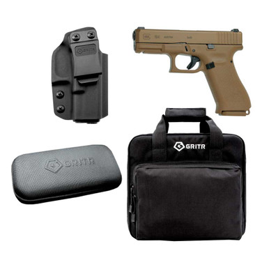 Shop GLOCK G19X 9mm 4.02in 10rd Coyote Pistol with GRITR IWB RH Holster, Cleaning Kit & Soft Pistol Case. Buy best Pistols from gritrsports.com | Reviews and Shipping options available