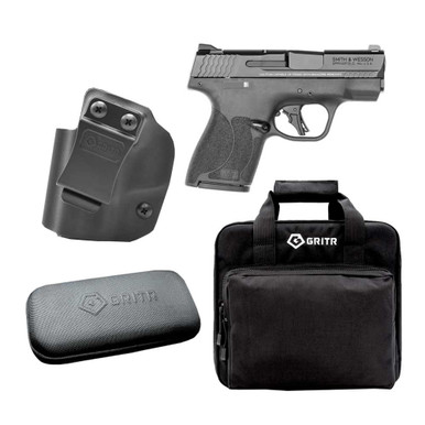 Shop SMITH & WESSON M&P 9 Shield Plus 9mm 3.1in 2x10rd Pistol with GRITR IWB LH Holster, Cleaning Kit & Soft Pistol Case. Buy best Pistols from gritrsports.com | Reviews and Shipping options available
