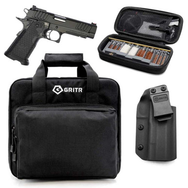 Shop STACCATO 2011 Staccato P Iron Sight CS Frame 9mm DLC/SS Bull G2 Tac Texture Pistol with GRITR 2011 models IWB Right Hand Kydex Holster, Gritr Multi-Caliber Cleaning Kit and Gritr Soft Pistol Case. Buy best Pistols from gritrsports.com | Reviews and Shipping options available