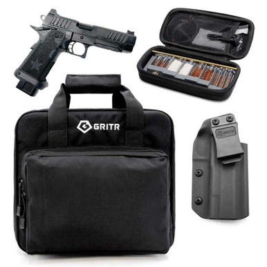Shop STACCATO P 9mm 4.4in 2x 17rd DLC DLC Optic Ready CS Frame Pistol with GRITR 2011 models IWB Right Hand Kydex Holster, Gritr Multi-Caliber Cleaning Kit and Gritr Soft Pistol Case. Buy best Pistols from gritrsports.com | Reviews and Shipping options available