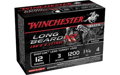 Shop WINCHESTER Long Beard XR Shot-Lok 12Ga 3in #4 Shotshell Ammo 10 Round Box (STLB1234). Buy best Shotgun Shells from gritrsports.com | Reviews and Shipping options available