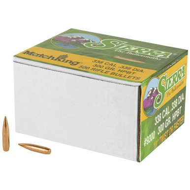 Sierra Bullets MatchKing 338 Diameter 338 Caliber 300 Grain Hollow Point Boat Tail 500 Count 9300