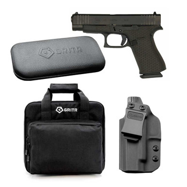 Shop GLOCK G48 9mm 4.17in 10rd Honeycomb Stipple Semi-Automatic Pistol with GRITR IWB Kydex Left Hand Gun Holster, GRITR Multi-Caliber Universal Gun Cleaning Kit and GRITR Soft Pistol Case. Buy best Pistols from gritrsports.com | Reviews and Shipping options available