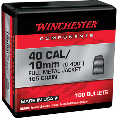 WINCHESTER AMMO Components 40 SW 165Gr 100rd Full Metal Jacket Truncated Cone Bullets WB40TC165X