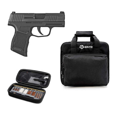 Shop SIG SAUER P365 Micro-Compact 9mm 3.1in 10rd Semi-Automatic Pistol with GRITR Multi-Caliber Gun Cleaning Kit and GRITR Soft Black Pistol Case. Buy best Pistols from gritrsports.com | Reviews and Shipping options available