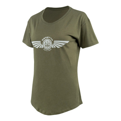 Shop BERETTA Women's Dea Wings Heather Military Green T-Shirt (TS110T189007AU). Buy best SS Shirts from gritrsports.com | Reviews and Shipping options available
