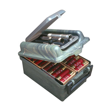 Shop MTM 100 Round 12/16/20 Gauge up to 3in Wild Camo Shotshell and Choke Tube Case (SW100-09). Buy best Ammo Boxes from gritrsports.com | Reviews and Shipping options available