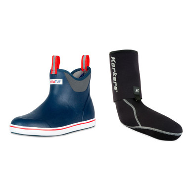 Shop XTRATUF Mens Ankle Deck Rubber Navy/Red Size 8 Boot With KORKERS I-Drain Neoprene 3.5mm Black Size S Guard Sock. Buy best Boots from gritrsports.com | Reviews and Shipping options available