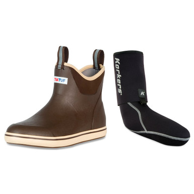 Shop XTRATUF Mens Ankle Deck Rubber Chocolate/Tan Size 10 Boot With KORKERS I-Drain Neoprene 3.5mm Black Size M Guard Sock. Buy best Boots from gritrsports.com | Reviews and Shipping options available