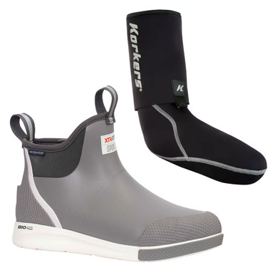 Shop XTRATUF Men's Sport Ankle Deck Gray Size 8 Boot and KORKERS I-Drain Neoprene 3.5mm Black Size S Guard Sock. Buy best Boots from gritrsports.com | Reviews and Shipping options available