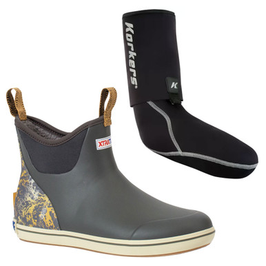 Shop XTRATUF Men's Trolling Pack Ankle Deck Gray Size 10 Boot and KORKERS I-Drain Neoprene 3.5mm Black Size M Guard Sock. Buy best Boots from gritrsports.com | Reviews and Shipping options available