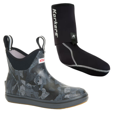 Shop XTRATUF Women's Ankle Deck Boot Black Camo Size 8 Boot and KORKERS I-Drain Neoprene 3.5mm Black Size S Guard Sock. Buy best Boots from gritrsports.com | Reviews and Shipping options available