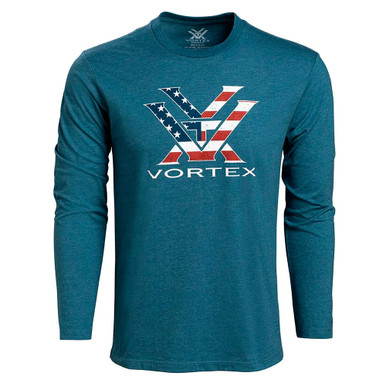 Shop VORTEX Men's Stars and Stripes Steel Blue Heather Long Sleeve T-Shirt (221-08-SBH). Buy best LS Shirts from gritrsports.com | Reviews and Shipping options available