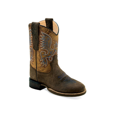 Shop OLD WEST Children's Broad Round Toe Burnt Dark Brown Leather Cowboy Boots (BRC2011). Buy best Boots from gritrsports.com | Reviews and Shipping options available