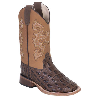 Shop OLD WEST Children's Brown/Tan Leather Caiman Cowboy Boots (BSC1830). Buy best Boots from gritrsports.com | Reviews and Shipping options available