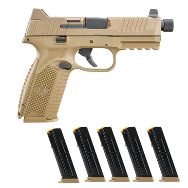 Shop FN AMERICA 509 Tactical 9mm 4.5in FDE 2x 10rd + 3x 10rd Free Mags Bundle with Case (66-101652). Buy best Pistols from gritrsports.com | Reviews and Shipping options available