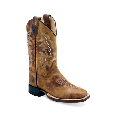 Shop OLD WEST Children's Broad Square Toe Burnt Tan Cowboy Boots (BSC1979). Buy best Boots from gritrsports.com | Reviews and Shipping options available