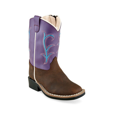 Shop OLD WEST Toddler's Broad Square Toe Brown/Purple Cowboy Boots (BSI1907). Buy best Boots from gritrsports.com | Reviews and Shipping options available