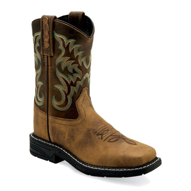 Shop OLD WEST Childrens Square Toe Leather Burnt Tan Foot/Rugby Mustard Shaft Boots (WB1010). Buy best Boots from gritrsports.com | Reviews and Shipping options available
