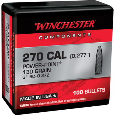WINCHESTER AMMO Centerfire Rifle Reloading 270 Win 130gr 100rdBox Bullets WB270P130X