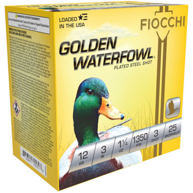 Shop FIOCCHI Golden Waterfowl 12 Gauge 3in #3 25rd/Box Ammo (123SGW3). Buy best Shotgun Shells from gritrsports.com | Reviews and Shipping options available