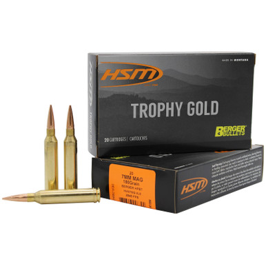 Shop HSM Trophy Gold 7mm Rem Mag 180Gr 20rd BTHP Rifle Ammo (BER7MAG180VL). Buy best Rifle Ammo from gritrsports.com | Reviews and Shipping options available