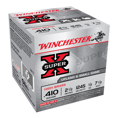 Shop WINCHESTER Super-X .410Ga 1/2oz 2.5in #7.5 Shot 25rd Box Shotshells (X417). Buy best Shotgun Shells from gritrsports.com | Reviews and Shipping options available