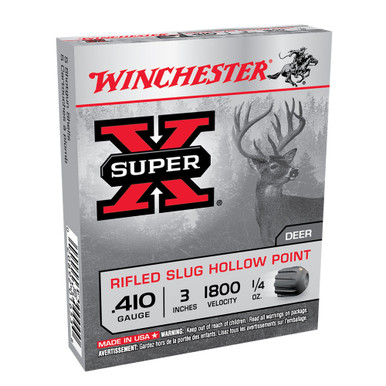 Shop WINCHESTER Super-X .410Ga 1/4oz 3in Rifled Slug 5rd Box Shotshells (X413RS5). Buy best Shotgun Shells from gritrsports.com | Reviews and Shipping options available