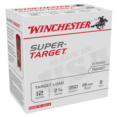 Shop Winchester Ammo Super Target 12 GA 2-3/4in 1oz 1350 FPS #8 Shotshell 25 Round Box (TRGT13508). Buy best Shotgun Shells from gritrsports.com | Reviews and Shipping options available