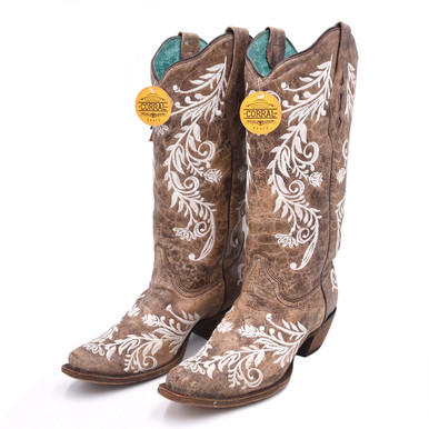 Buy OPEN BOX CORRAL LD BROWN/WHITE EMBROIDERY- GLOW COLLECTION, Size: 9, Width: M (A3753-LD-M-9) online. Find best prices for Corral open box condition items at GritrSports.com. Shop for Corral open box items on sale.