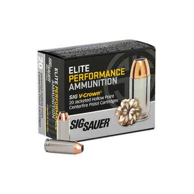 Shop SIG SAUER 10mm 200Gr ELITE V-Crown JHP 20rd Box Pistol Ammo (E10MM200-20). Buy best Handgun Ammo from gritrsports.com | Reviews and Shipping options available