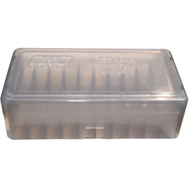 Shop MTM 50 Round Square Hole 41/44 Clear-Smoke Slip-Top Ammo Box (E50-45-41). Buy best Ammo Boxes from gritrsports.com | Reviews and Shipping options available