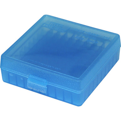 Shop MTM 100 Round Clear Blue Flip-Top Ammo Box For .22 LR (P-100-22-24). Buy best Ammo Boxes from gritrsports.com | Reviews and Shipping options available