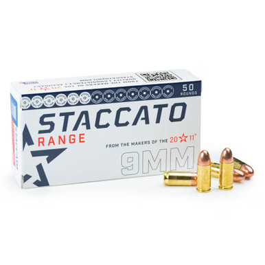 Shop STACCATO Range 9mm 124 Grain Full Metal Jacket 50rd/Box Handgun Ammo (1-919-LHA124FMJ-STAC-R-ECOM). Buy best Handgun Ammo from gritrsports.com | Reviews and Shipping options available