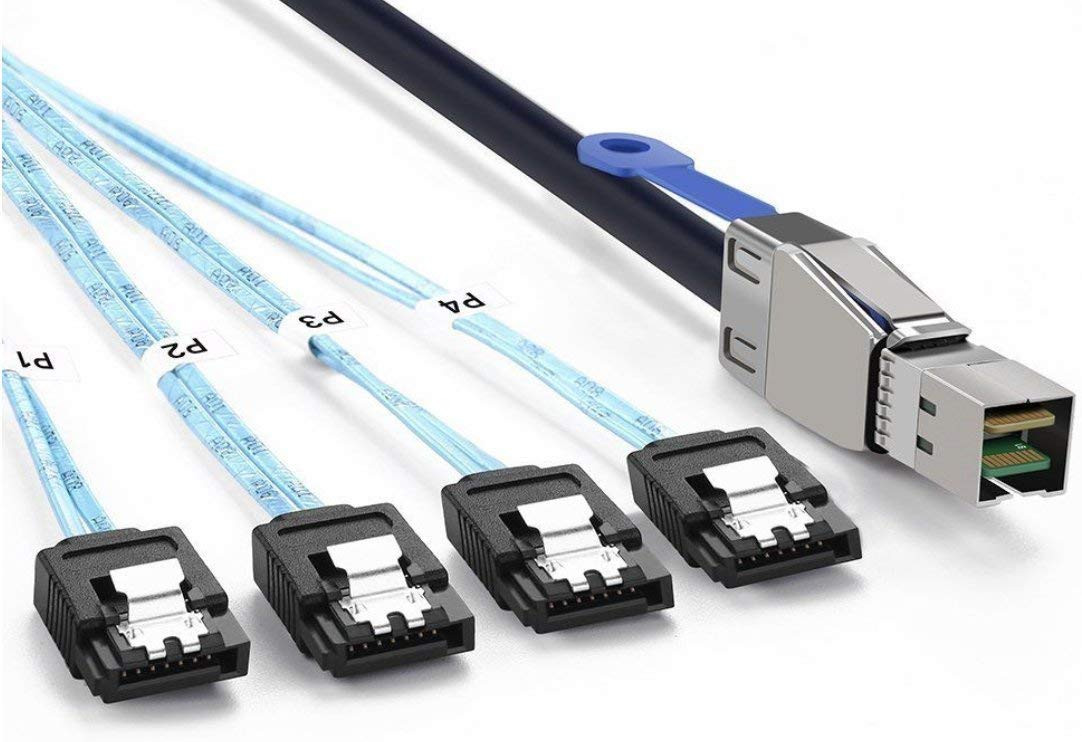 SFF8644 to 4 SATA 1 meter